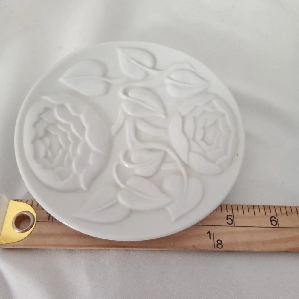 Germaine Monteil Vintage White Porcelain Floral Trinket Dish Made in Japan 4.5